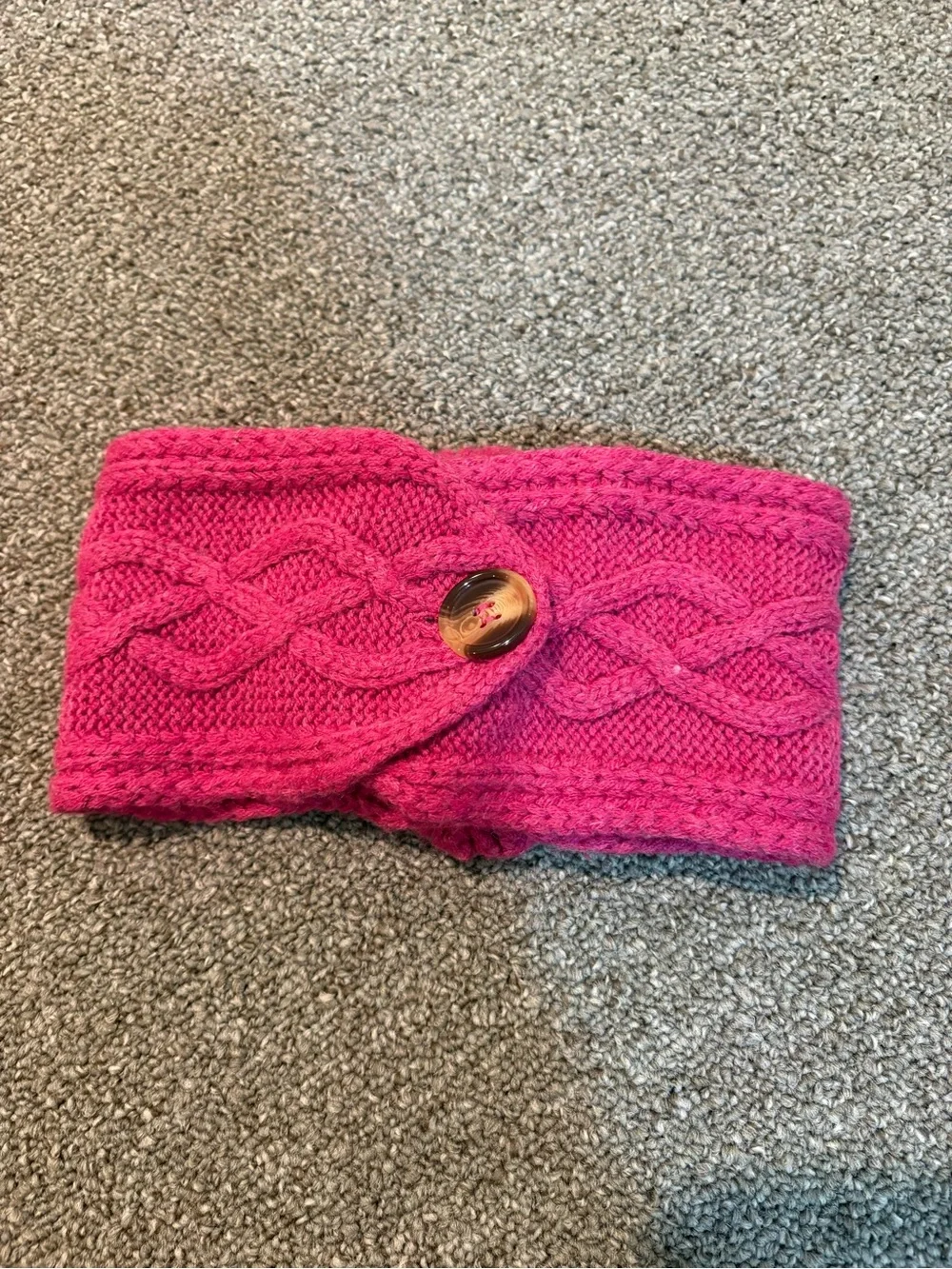 Mud Pie Hot Pink Cable Knit Headband with Flower Accent